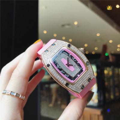 Replica RM007-1 A21j Automatic Movement Womens Watch Skeleton Diamonds Dial Diamonds Case Rubber Strap B E23