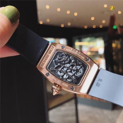 Replica RM007-1 A21j Automatic Movement Womens Watch Skeleton Diamonds Dial Diamonds Case Rubber Strap B E23