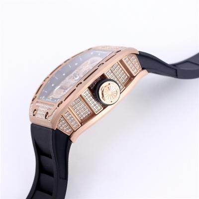 Replica RM52-01 A21j Automatic Movement Mens Watch Skull Diamonds Dial Diamonds Case Rubber Strap E39