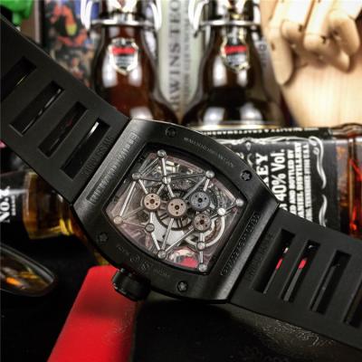 Replica RM012 A21j Automatic Movement Mens Watch Skeleton Dial Diamonds Case Rubber Strap E42