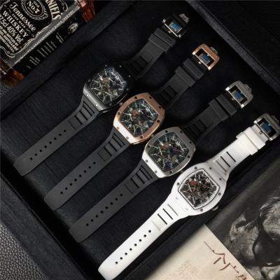 Replica RM012 A21j Automatic Movement Mens Watch Skeleton Dial Diamonds Case Rubber Strap E42