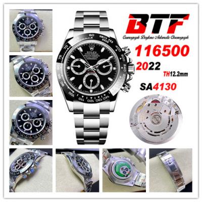 BTF Daytona 116500 SA4130 Automatic Chronograph Mens Watch Ceramics Bezel Black Dial 904L SS Bracelet Best Edition