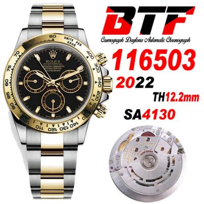 Daytona 116503 SA4130 Automatic Chronograph Mens Watch Best Edition BTF Two Tone YG Black Dial 904L SS Bracelet CHS