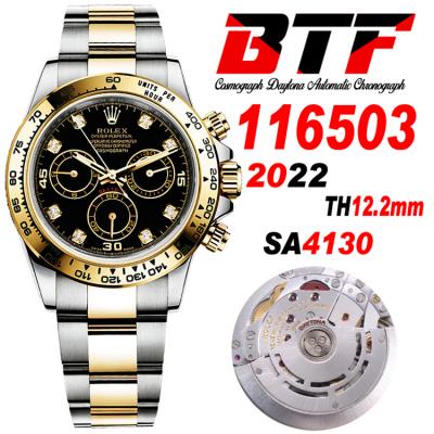 Daytona 116503 SA4130 Automatic Chronograph Mens Watch Best Edition BTF Two Tone YG Black Dial 904L SS Bracelet CHS