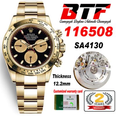 Daytona 116508 SA4130 Automatic Chronograph Mens Watch Best Edition BTF YG Black Gold Dial 904L SS Bracelet CHS