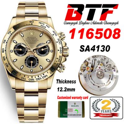 Daytona 116508 SA4130 Automatic Chronograph Mens Watch Best Edition BTF YG Champagne Black Dial 904L SS Bracelet CHS