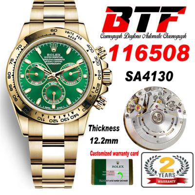 Daytona 116508 SA4130 Automatic Chronograph Mens Watch Best Edition BTF YG Green Dial 904L SS Bracelet CHS