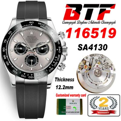 Daytona 116519 SA4130 Automatic Chronograph Mens Watch Best Edtiion BTF Gray Black Dial Oysterflex Rubber CHS