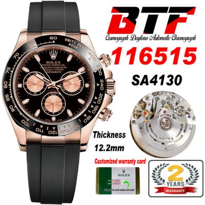 Daytona 116515 SA4130 Automatic Chronograph Mens Watch Best Edition BTF RG Black Dial Oysterflex Rubber Strap CHS