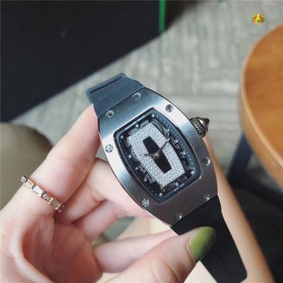 Replica RM007-1 A21j Automatic Movement Womens Watch Diamonds Dial Rubber Strap A E57