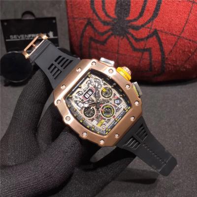 Replica RM11-03RG A21j Automatic Movement Mens Watch Skeleton Dial Rubber Strap A E64