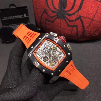 Replica RM11-03RG A21j Automatic Movement Mens Watch Skeleton Dial Rubber Strap B E64