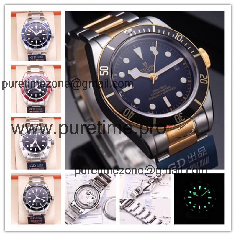 Replica Black Bye Japan Miyota 8215 Automatic Movement Mens Watch Black Dial Two Tone Yellow Gold E02