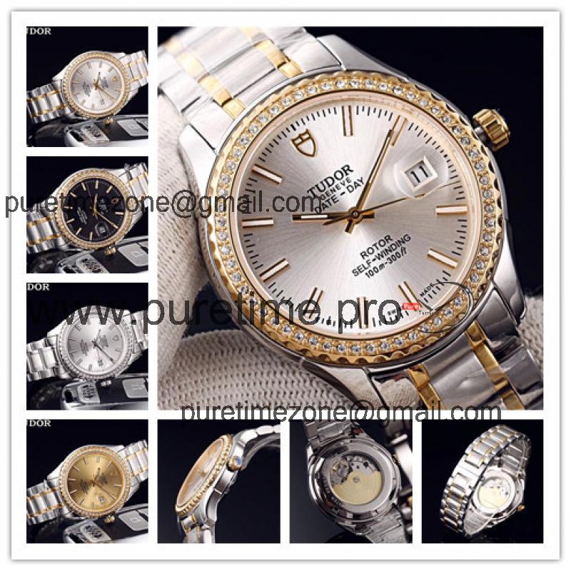 Replica Heritage Advisor Japan Miyota 8215 Automatic Movement Mens Watch Silver Dial Two Tone Yellow Gold A E15