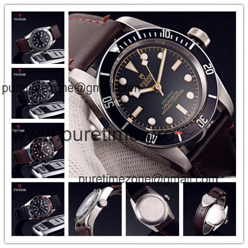 Replica Black Bye A21j Automatic Movement Mens Watch Black Dial Leather Strap B E16