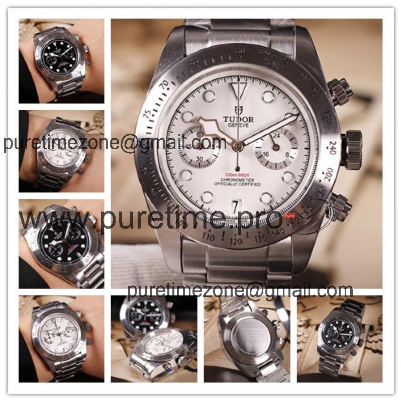 Replica Grantour Japan Quartz Chronograph Movement Mens Watch White Dial Stainless Steel E18