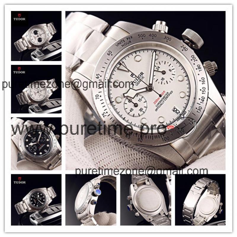 Replica Grantour Japan Quartz Chronograph Movement Mens Watch White Dial Stainless Steel E22