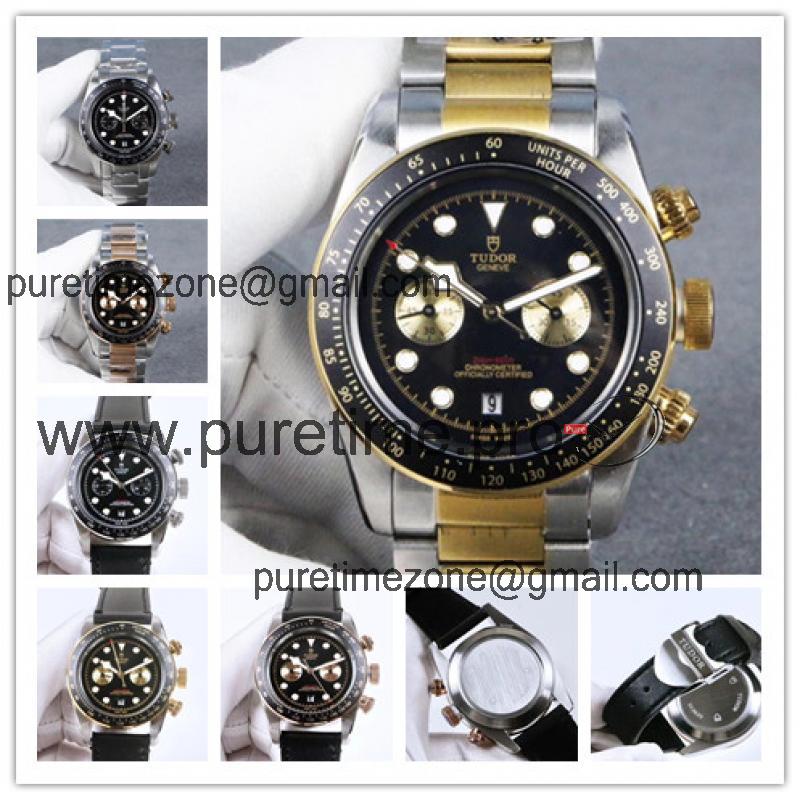 Replica Grantour A2813 Automatic Movement Mens Watch Black Dial Two Tone Yellow Gold B E25