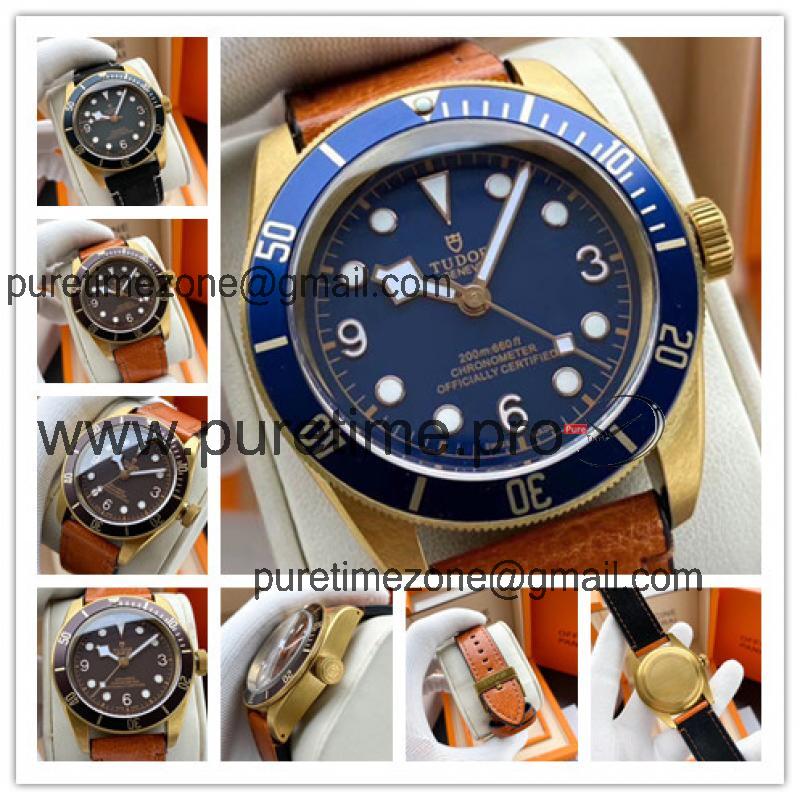 Replica Black Bye Japan Miyota 8215 Automatic Movement Mens Watch Blue Dial Leather Strap E40