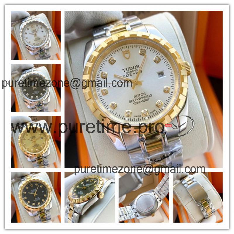 Replica Heritage Advisor Japan Miyota 8215 Automatic Mens Watch Silver Dial Two Tone Yellow Gold B E41