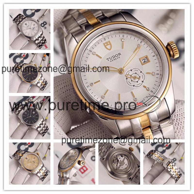 Replica Japan Miyota 8218 Automatic Mens Watch White Dial Two Tone Yellow Gold F02