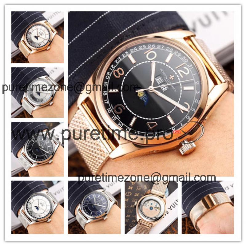 Replica Fiftysix A21j Automatic Movement Mens Watch Black Dial Rose Gold A E16