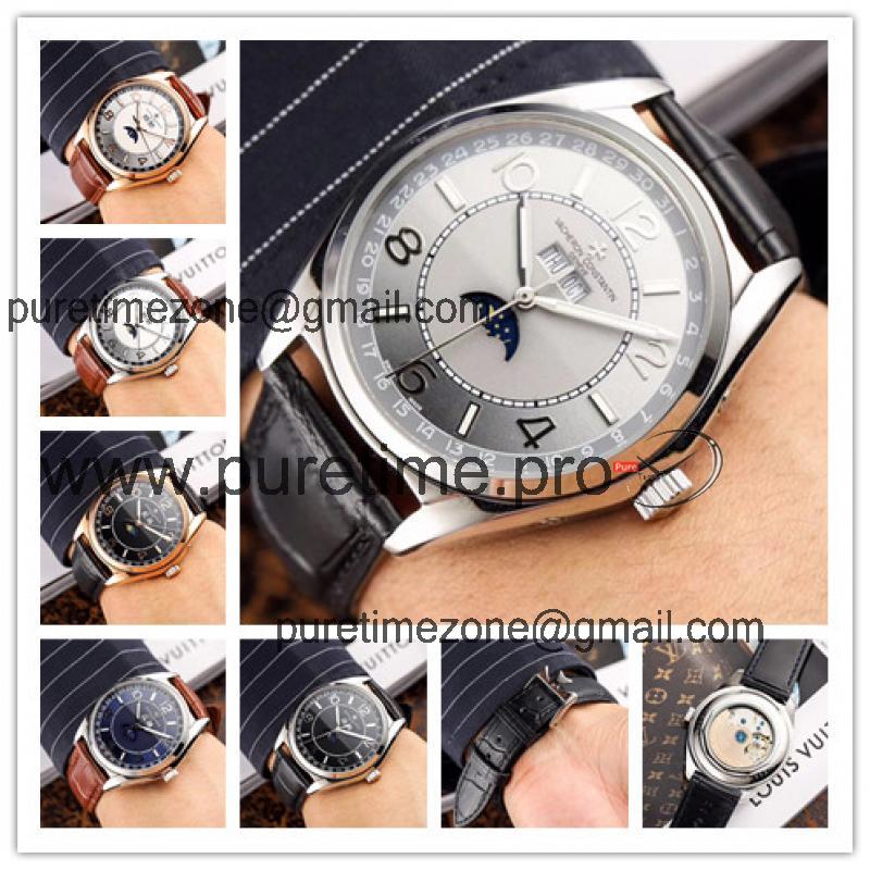 Replica Fiftysix A21j Automatic Movement Mens Watch Silver Dial Leather Strap B E16