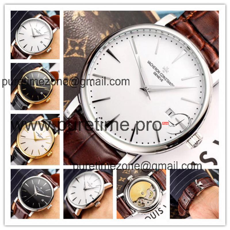 Replica Patrimony A21j Automatic Movement Mens Watch White Dial Leather Strap A E22