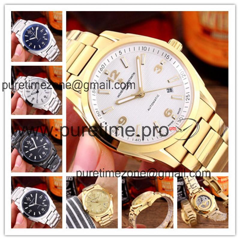 Replica Overseas A21j Automatic Movement Mens Watch White Dial Yellow Gold E31