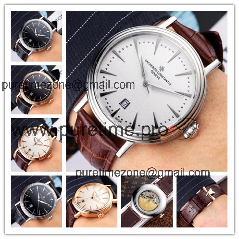 Replica Patrimony Japan Miyota 8215 Automatic Movement Mens Watch White Dial Leather Strap E33