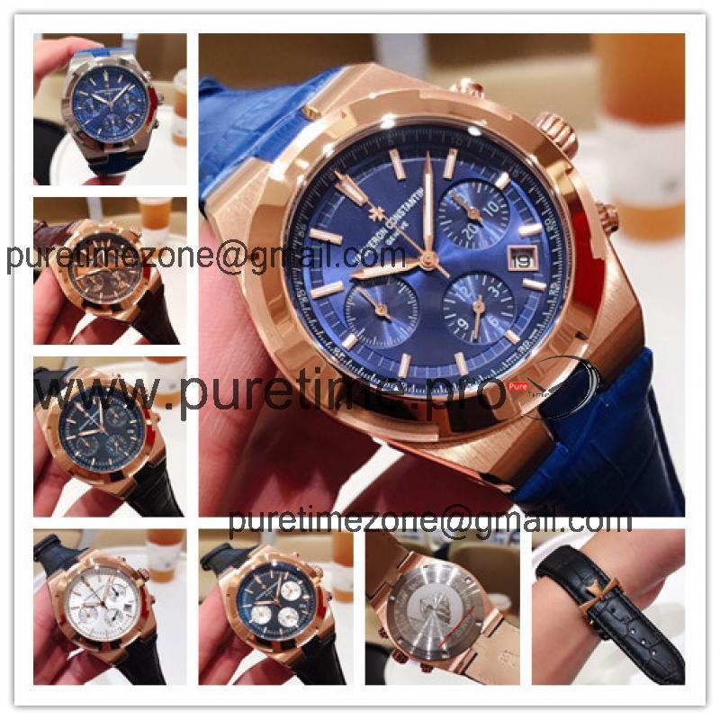 Replica Overseas A21j Automatic Movement Mens Watch Blue Dial Leather Strap C E41