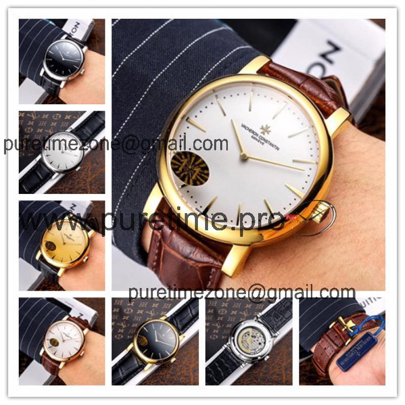 Replica Patrimony Japan Miyota 8219 Automatic Movement Mens Watch Silver Dial Leather Strap E44