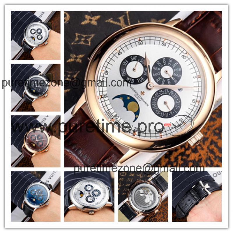 Replica Traditionnelle A21j Automatic Movement Mens Watch White Dial Leather Strap E47