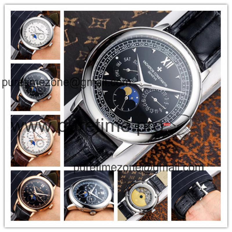 Replica Traditionnelle A21j Automatic Movement Mens Watch Black Dial Leather Strap E49