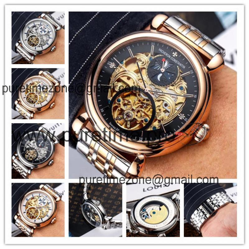 Replica Metiers D'art A21j Automatic Movement Mens Watch Skeleton Dial Two Tone Rose Gold E52