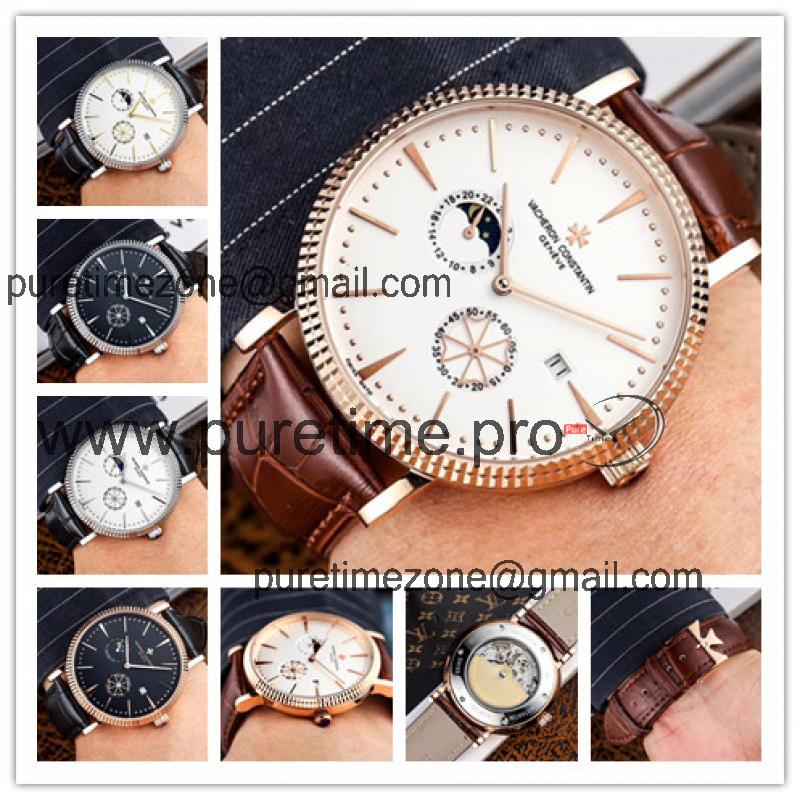 Replica Patrimony A21j Automatic Movement Mens Watch White Dial Leather Strap E53