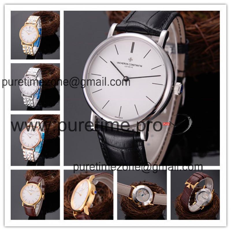 Replica Patrimony A21j Automatic Movement Mens Watch White Dial Leather Strap E61