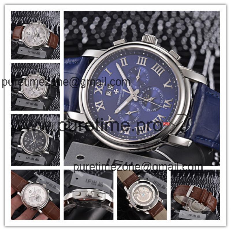 Replica Traditionnelle A21j Automatic Movement Mens Watch Blue Dial Leather Strap B E70