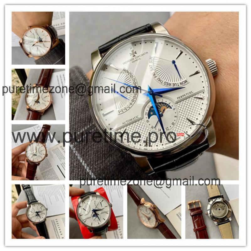 Replica Patrimony A21j Automatic Movement Mens Watch White Dial Leather Strap E71