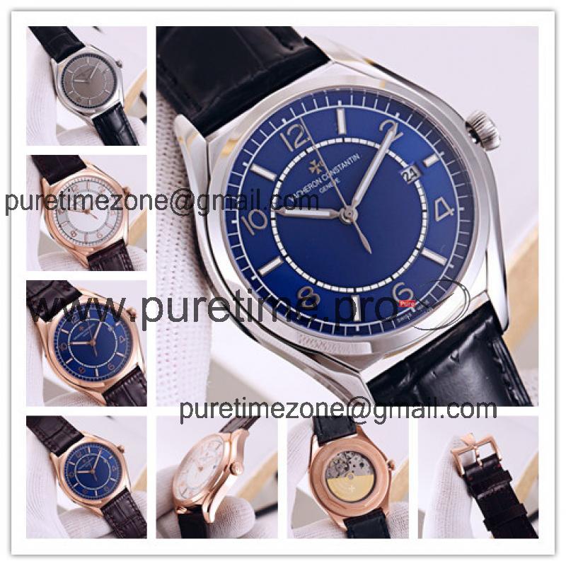 Replica Fiftysix A21j Automatic Movement Mens Watch Blue Dial Leather Strap E102