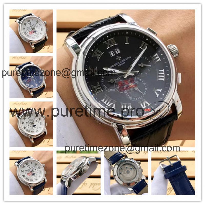 Replica Traditionnelle A21j Automatic Movement Mens Watch Black Dial Leather Strap A E104