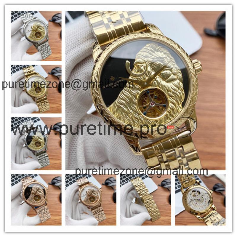 Replica Les Cabinotiers A21j Automatic Movement Mens Watch Black Tourbillon Dial Yellow Gold A E108