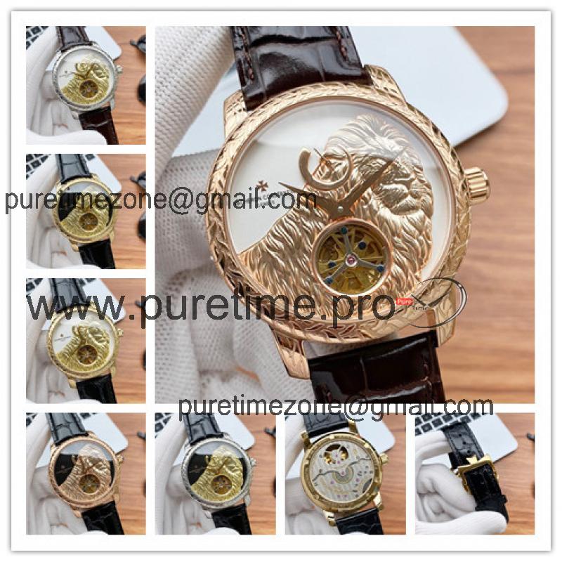 Replica Les Cabinotiers A21j Automatic Movement Mens White Tourbillon Dial Leather Strap B E108