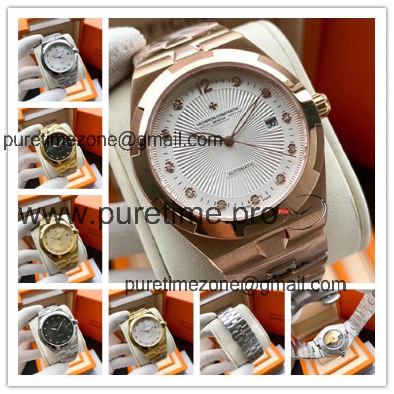 Replica Overseas A2813 Automatic Movement Mens Watch White Dial Rose Gold E114