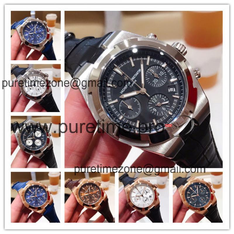 Replica Overseas Swiss Quartz Movement Mens Watch Black Dial Leather Strap E118