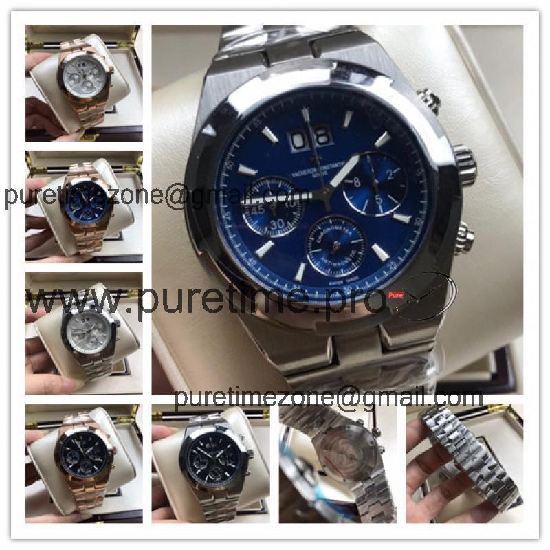 Replica Overseas Japan Quartz Chronograph Movement Mens Watch Blue Dial Stainless Steel E119