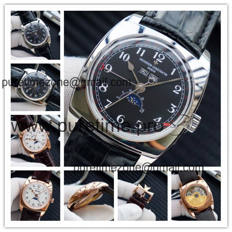 Replica Harmony A2824 Automatic Movement Mens Watch Black Dial Leather Strap E122