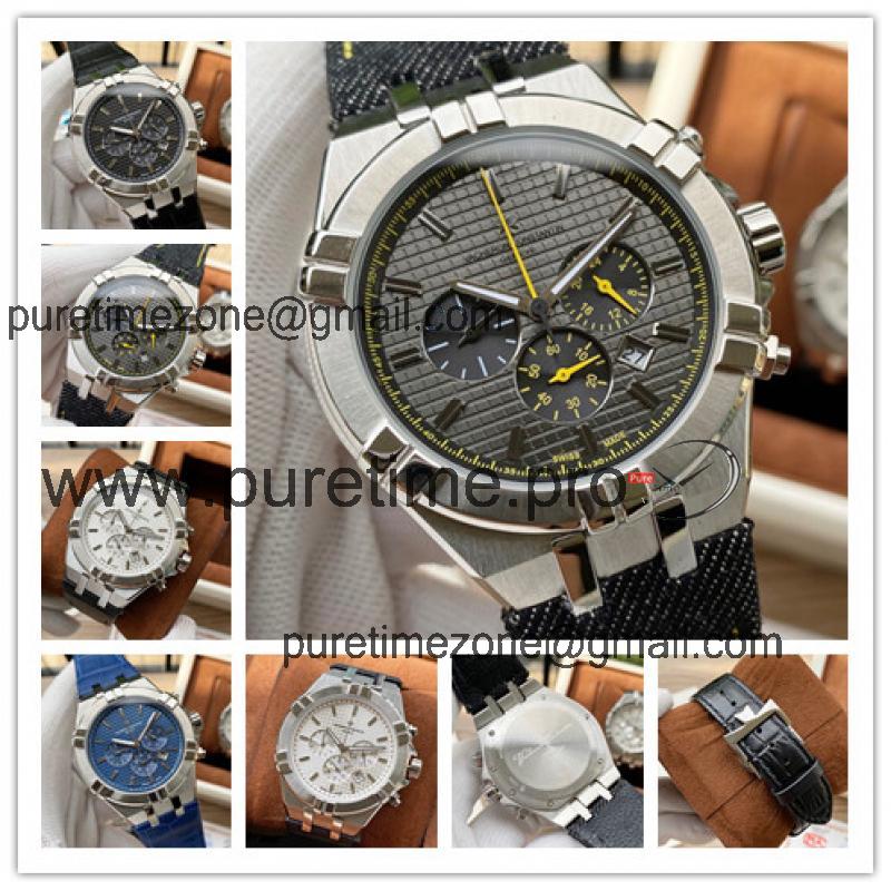 Replica Overseas A21j Automatic Movement Mens Watch Gray Dial Leather Strap B E123