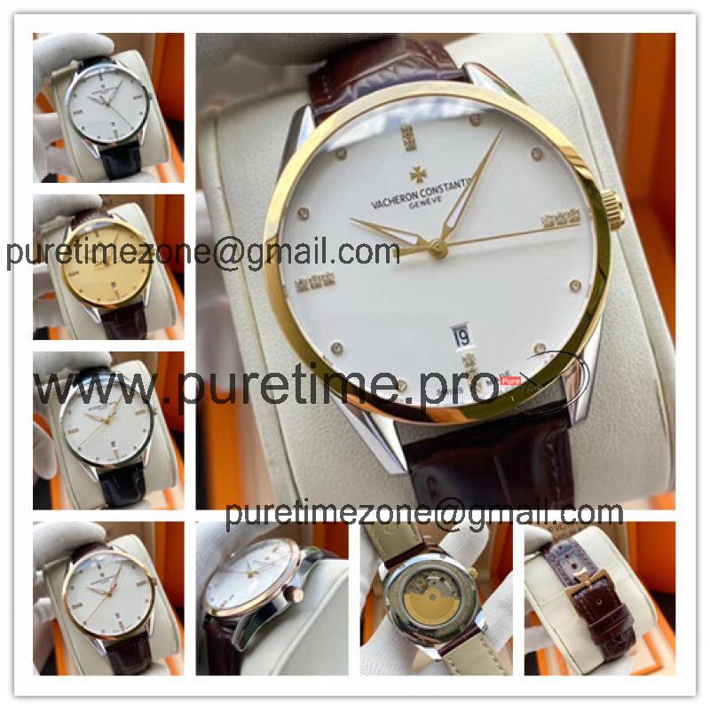 Replica Patrimony Japan Miyota 8215 Automatic Movement Mens Watch White Dial Leather Strap A E124