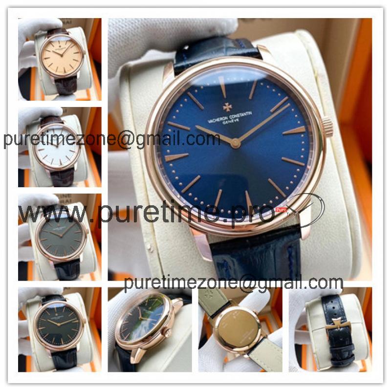 Replica Patrimony Japan Miyota 8215 Automatic Movement Mens Watch Blue Dial Leather Strap B E126